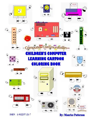 Computer Cartoon Coloring Book Black And White 1