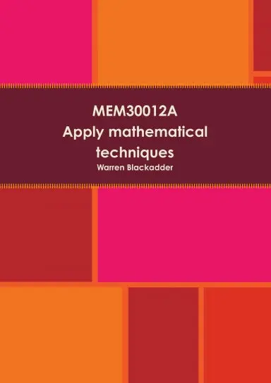 Mem30012a Ð Apply Mathematical Techniques 1