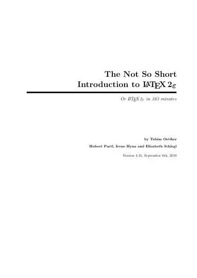 The Not So Short Introduction To Latex 1