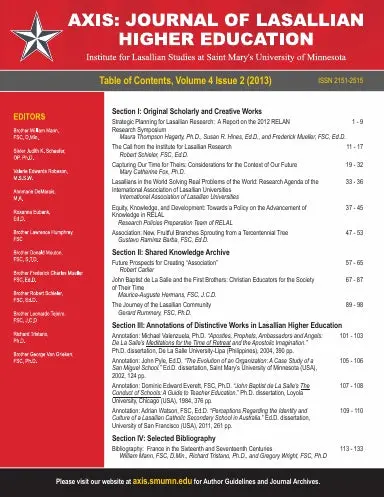 Axis: Journal Of Lasallian Higher Education 4:2 1