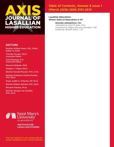 Axis: Journal Of Lasallian Higher Education 9:1 1