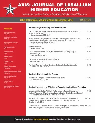 Axis: Journal Of Lasallian Higher Education 5:3 1