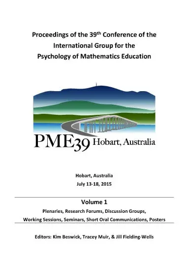 Proceedings Of The 39Th Conference Of The International Group For The Psychology Of Mathematics Education - Volume 1 1