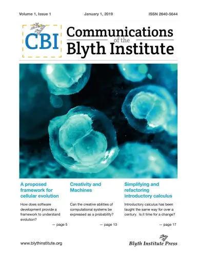 Communications Of The Blyth Institute Volume 1, Issue 1 1
