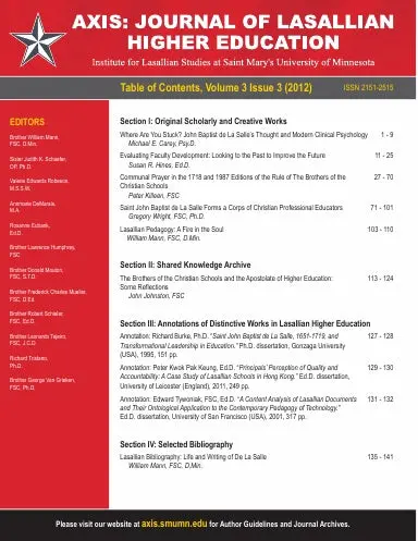 Axis: Journal Of Lasallian Higher Education 3:3 1