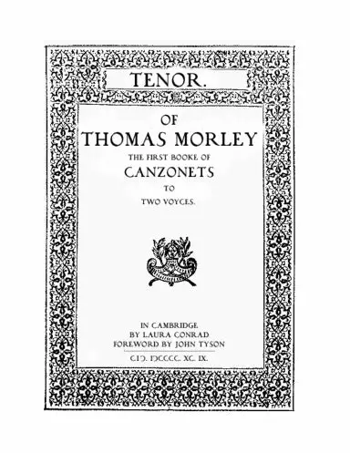 Morley Canzonets For Two Voices -- Tenor Part 1