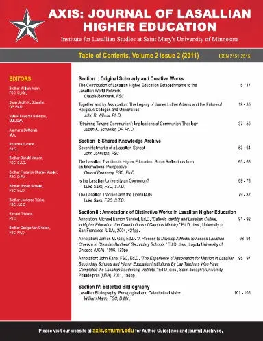 Axis: Journal Of Lasallian Higher Education 2:2 1