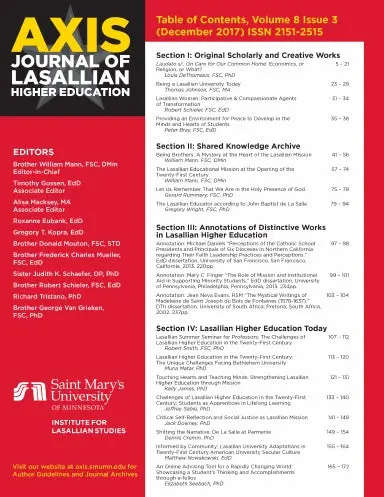 Axis: Journal Of Lasallian Higher Education 8:3 1