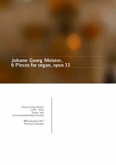6 Pieces For Organ, Opus 11 (Black And White Edition) 1