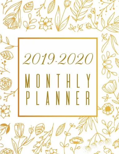 2019-2020 Monthly Planner:Calendar 2019-2020 + Yearly , Monthly , Weekly Organizer With Journal Notebook Page | Gold Design 1