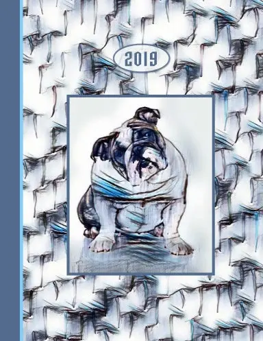 2019 Bulldog Calendar Monthly Planner Iv - Color Illustrated 8.5X11 - Save Korean Dogs 1