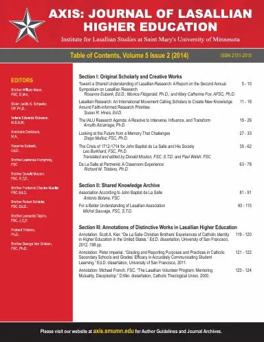 Axis: Journal Of Lasallian Higher Education 5:2 1