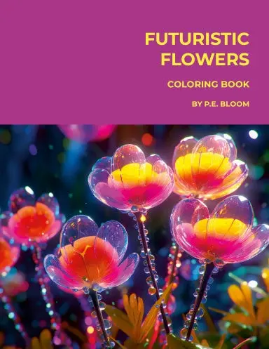 Futuristic Flowers Coloring Book 1