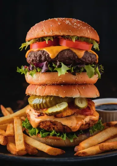 A5 Notebook, Journal | Grid Paper | 120 Pages/60 Sheets | Delicious Hamburger No. 1 1