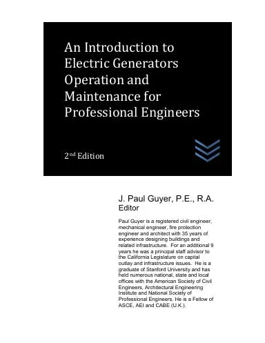 An Introduction To Electric Generators Operation And Maintenance For Professional Engineers 1