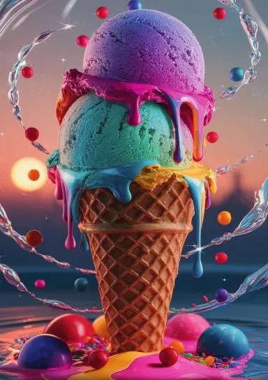 A5 Notebook, Journal | Grid Paper | 120 Pages/60 Sheets | Sweet Colorful Ice Cream No. 15 1