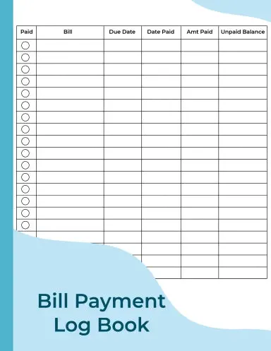 Monthly Bill Payment Log Book For Financial Budgeting 1
