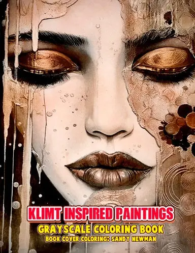 Klimt Inspired Painting Grayscale Coloring Book (Spiral) 1