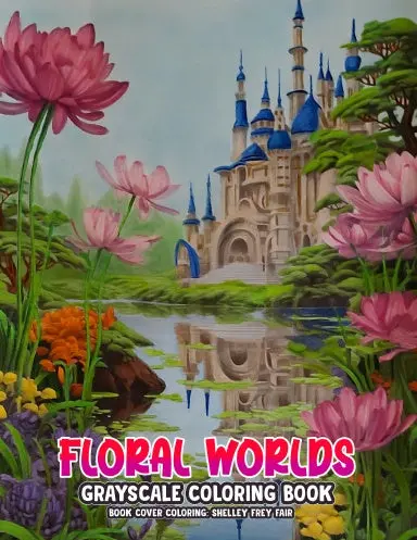 Floral Worlds Grayscale Coloring Book (Paperback) 1