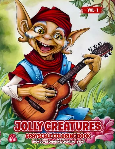 Jolly Creatures Grayscale Coloring Book (Paperback) 1