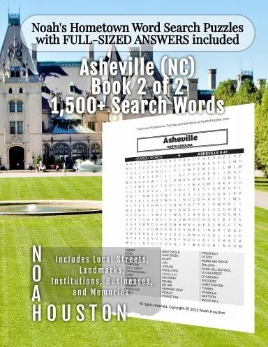 Noahõs Hometown Word Search Puzzles With Full-Sized Answers Included Asheville (Nc), Book 2 Of 2 1