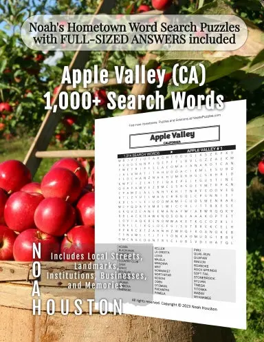 Noahõs Hometown Word Search Puzzles With Full-Sized Answers Included Apple Valley (Ca) 1
