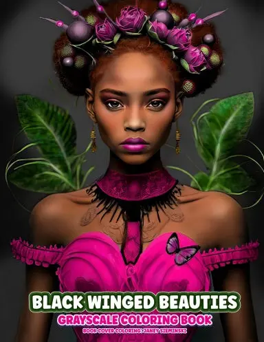 Black Winged Beauties Vol 1 Grayscale Coloring Book (Spiral Bound) 1