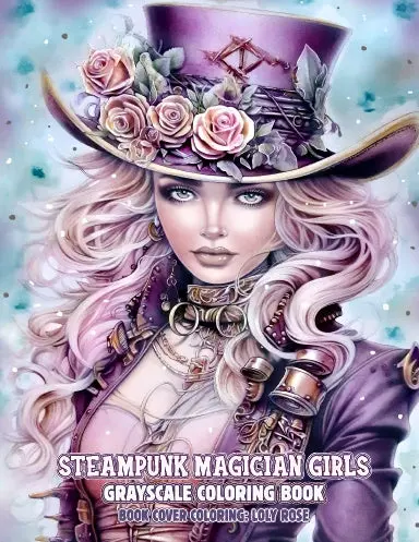 Magician Girls Grayscale Coloring Book (Spiral Bound) 1