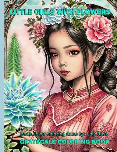 Little Girls With Flowers Grayscale Coloring Book (Perforated Binding) 1