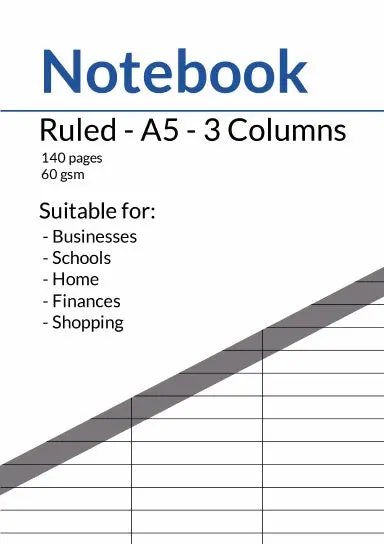 Ruled Notebook - A5 - Spreadsheet Style 1