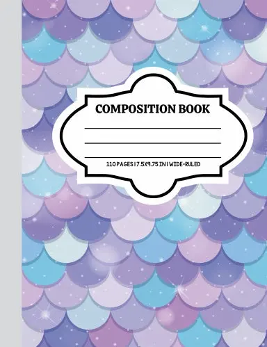 Composition Notebook: Pretty Mermaid | 7.5" X 9.25" | Wide Ruled Lined 110 Pages | Cute School Supplies 1