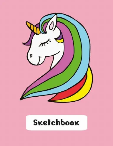 Sketchbook: Cute Unicorn On Pink Sketchbook For Girls, 110 Pages, 8.5" X 11", For Drawing, Sketching & Crayon Coloring 1