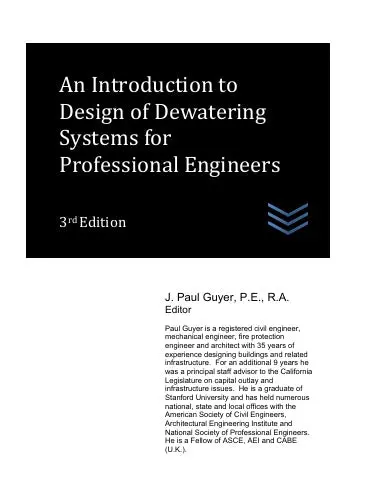 An Introduction To Design Of Dewatering Systems For Professional Engineers 1
