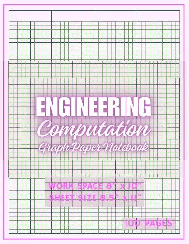 Light Pink Color Paper Engineering Computation Graph Paper Pad Notebook Quad Ruled Green Lined Grid 5X5 Inches Squares, Letter Size 8.5X11 In 1