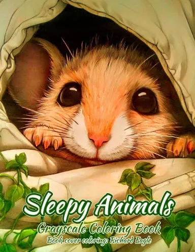 Sleepy Animals Grayscale Coloring Book (Spiral) 1
