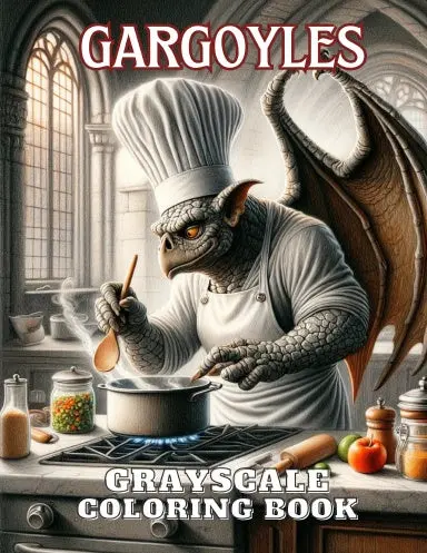 Adult Gargoyles Grayscale Coloring Book (Spiral) 1