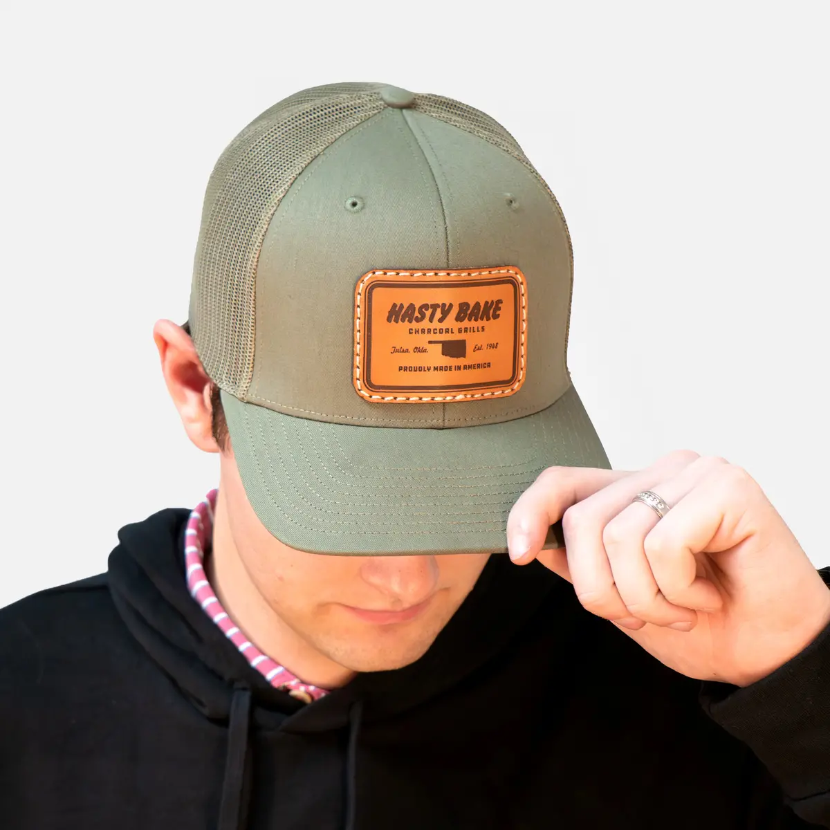 Hasty Bake Leather Patch Trucker Hat 1