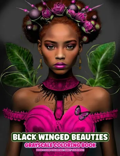 Black Winged Beauties Vol 1 Grayscale Coloring Book (Paperback) 1