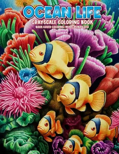 Ocean Life Grayscale Coloring Book (Paperback) 1