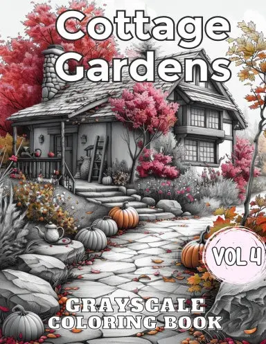 Cottage Gardens Vol 4 Grayscale Coloring Book (Spiral) 1