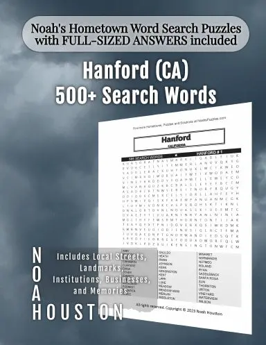 Noahõs Hometown Word Search Puzzles With Full-Sized Answers Included Hanford (Ca) 1