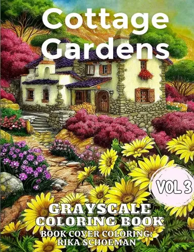 Cottage Gardens Vol 3 Grayscale Coloring Book (Spiral) 1