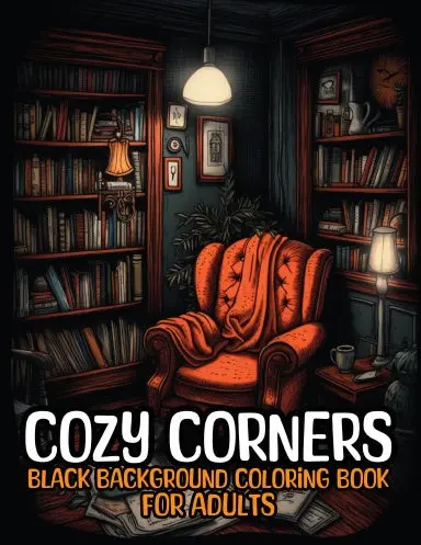 Cozy Corners: Black Background Coloring Book For Adults 1