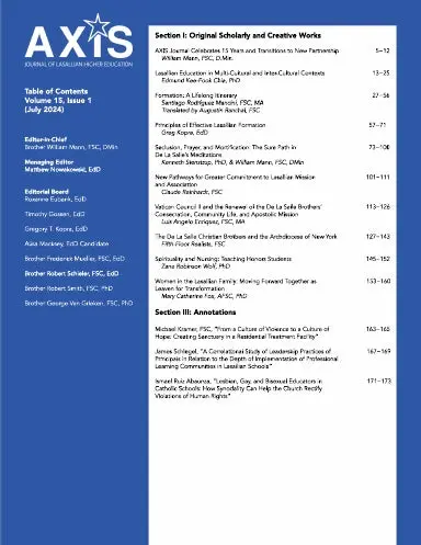 Axis: Journal Of Lasallian Higher Education 15.1 1