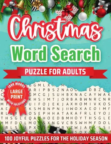 Christmas Word Search Puzzle For Adults - Large Print 1800 Words With Solutions 1