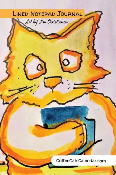 Puzzled Coffee Cat Lined Notebook Journal With Art By Jim Christiansen 1