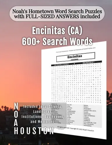 Noahõs Hometown Word Search Puzzles With Full-Sized Answers Included Encinitas (Ca) 1