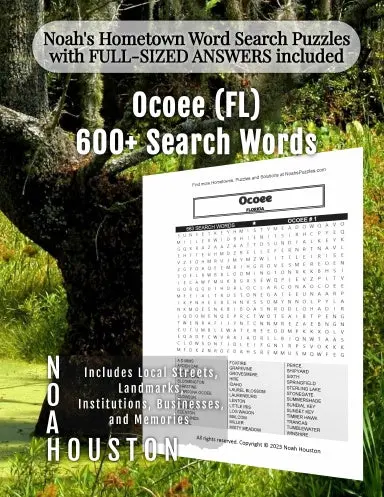 Noahõs Hometown Word Search Puzzles With Full-Sized Answers Included Ocoee (Fl) 1