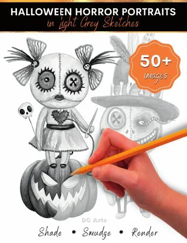Halloween Horror Portraits In Light Grey Sketches 1