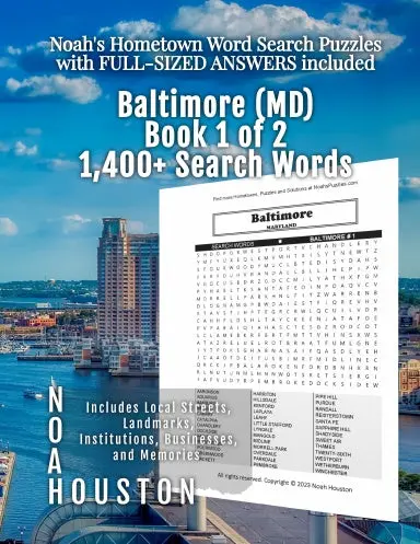 Noahõs Hometown Word Search Puzzles With Full-Sized Answers Included Baltimore (Md), Book 1 Of 2 1
